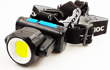 Фонарь светодиодный налобный аккумуляторный 3Вт+5Вт COB черный картинка 